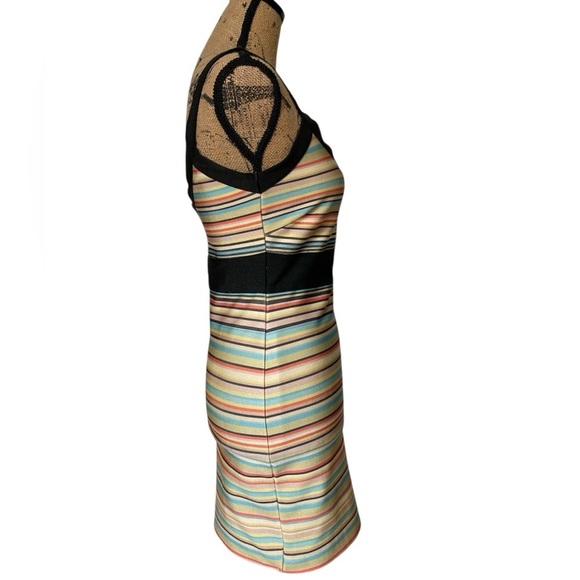 Wow Couture Bandage BodyCon Multicolored Striped Mini Dress Women’s Size Medium - Picture 6 of 11